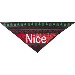 Frisco Flip Sequin Naughty/Nice Dog & Cat Bandana, Medium/Large