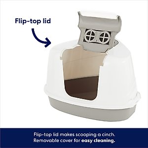 Frisco Flip Top Hooded Corner Cat Litter Box, Large, 21-in