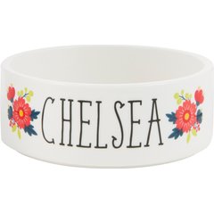 Frisco Flower Ceramic Personalized Dog Bowl, 2.75 cup