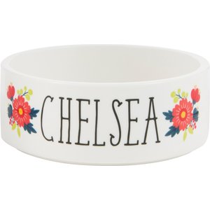 Frisco Flower Ceramic Personalized Dog Bowl, 2.75 cup