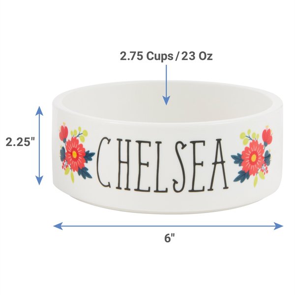 Show full view: Frisco Flower Ceramic Personalized Dog Bowl, 2.75 cup slide 2 of 8