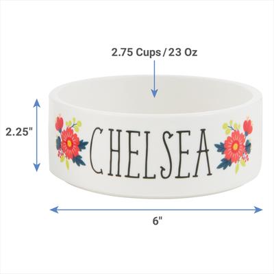 Show full view: Frisco Flower Ceramic Personalized Dog Bowl, 2.75 cup slide 3 of 9