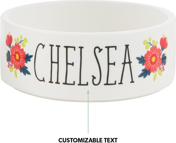 Show full view: Frisco Flower Ceramic Personalized Dog Bowl, 2.75 cup slide 7 of 8