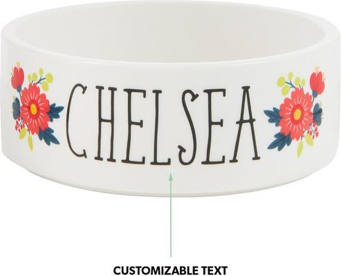 Show full view: Frisco Flower Ceramic Personalized Dog Bowl, 2.75 cup slide 8 of 9