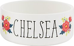 Frisco Flower Ceramic Personalized Dog Bowl, 5 cup