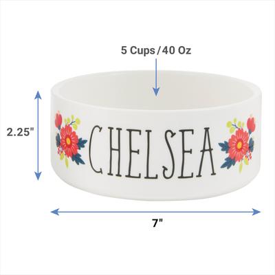 Show full view: Frisco Flower Ceramic Personalized Dog Bowl, 5 cup slide 2 of 7