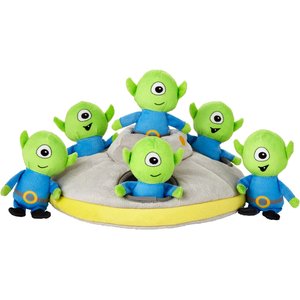 Frisco Flying Saucer & Aliens Hide & Seek Puzzle Plush Squeaky Dog Toy, Small/Medium