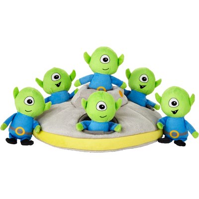 Frisco Frisco Flying Saucer & Aliens Hide & Seek Puzzle Plush Squeaky Dog Toy, Small/Medium