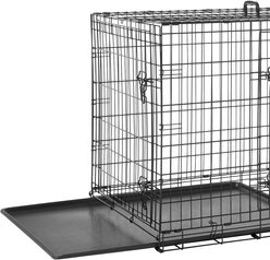 Frisco Fold & Carry Double Door Collapsible Wire Dog Crate, 42 inch & Frisco Gray Basket Weave Dog Crate Mat, 42-in slide 2 of 5
