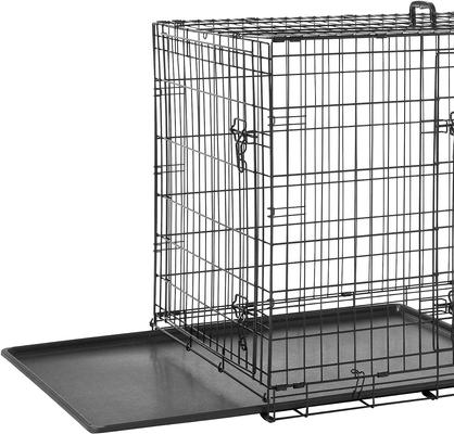Show full view: Frisco Fold & Carry Double Door Collapsible Wire Dog Crate, 42 inch & Frisco Gray Basket Weave Dog Crate Mat, 42-in slide 2 of 6