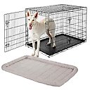 Frisco Fold & Carry Double Door Collapsible Wire Dog Crate, 48 inch & Frisco Gray Basket Weave Dog Crate Mat, 48-in
