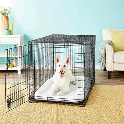 Show full view: Frisco Fold & Carry Double Door Collapsible Wire Dog Crate, 48 inch & Frisco Gray Basket Weave Dog Crate Mat, 48-in slide 3 of 6