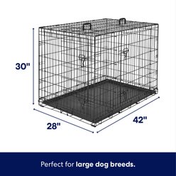 Frisco Fold & Carry Double Door Collapsible Wire Dog Crate, Large slide 2 of 7