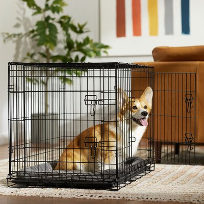 Frisco Frisco Fold & Carry Double Door Collapsible Wire Dog Crate, Med/Large