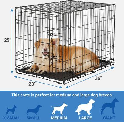 Show full view: Frisco Fold & Carry Single Door Collapsible Wire Crate, 36 inch + Extra Large Printed Dog Training & Potty Pads, 28 x 34-in, 40 count, Unscented slide 3 of 9