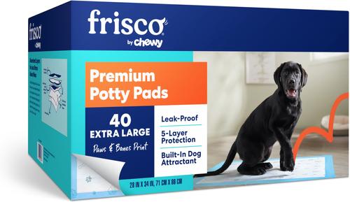 Show full view: Frisco Fold & Carry Single Door Collapsible Wire Crate, 36 inch + Extra Large Printed Dog Training & Potty Pads, 28 x 34-in, 40 count, Unscented slide 6 of 9