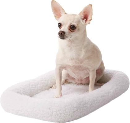 Show full view: Frisco Fold & Carry Single Door Collapsible Wire Dog Crate, 18 inch & Frisco Quilted Dog Crate Mat, Ivory, 18-in slide 5 of 6