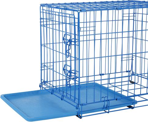 Show full view: Frisco Fold & Carry Single Door Collapsible Wire Dog Crate, Blue, Small slide 5 of 12