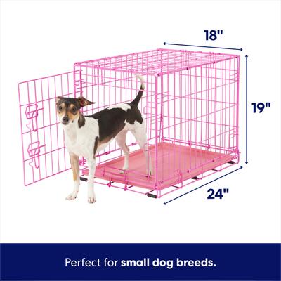 Show full view: Frisco Fold & Carry Single Door Collapsible Wire Dog Crate, Pink, Pink, Small slide 2 of 11