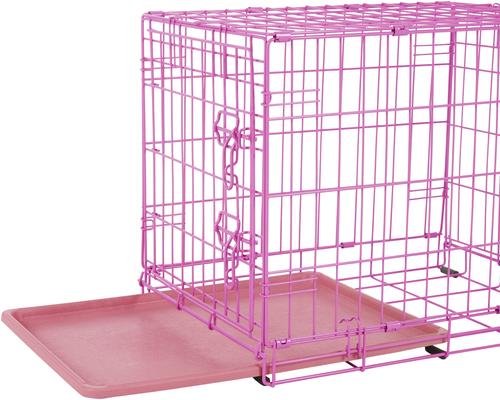 Show full view: Frisco Fold & Carry Single Door Collapsible Wire Dog Crate, Pink, Pink, Small slide 4 of 11