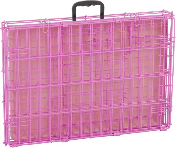 Show full view: Frisco Fold & Carry Single Door Collapsible Wire Dog Crate, Pink, Pink, Small slide 6 of 11