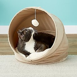 Frisco Foldable Covered Canopy Cat Bed, Sand