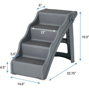 Frisco Foldable Nonslip Cat & Dog Stairs, Charcoal