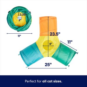 Frisco Foldable Play Tri-Tunnel Cat Toy, Warm Multicolor