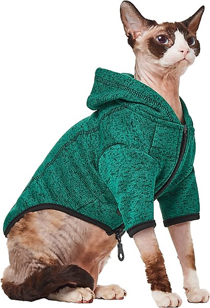 Show full view: Frisco Full Zip Dog & Cat Sweater Fleece Hoodie, Green, Medium slide 2 of 12