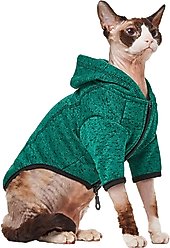 Frisco Full Zip Dog & Cat Sweater Fleece Hoodie, Green, Small