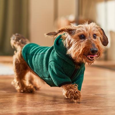 Show full view: Frisco Full Zip Dog & Cat Sweater Fleece Hoodie, Green, Small slide 8 of 12