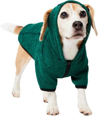 Show full view: Frisco Full Zip Dog & Cat Sweater Fleece Hoodie, Green, Small slide 2 of 12