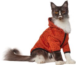 Frisco Full Zip Dog & Cat Sweater Fleece Hoodie, Orange, Small