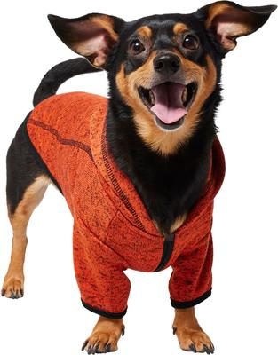 Show full view: Frisco Full Zip Dog & Cat Sweater Fleece Hoodie, Orange, Small slide 2 of 12