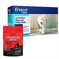 Frisco Giant Charcoal Training & Potty Pads, 27.5 x 44-in, 50 count + American Journey Beef Recipe Dog Treats
