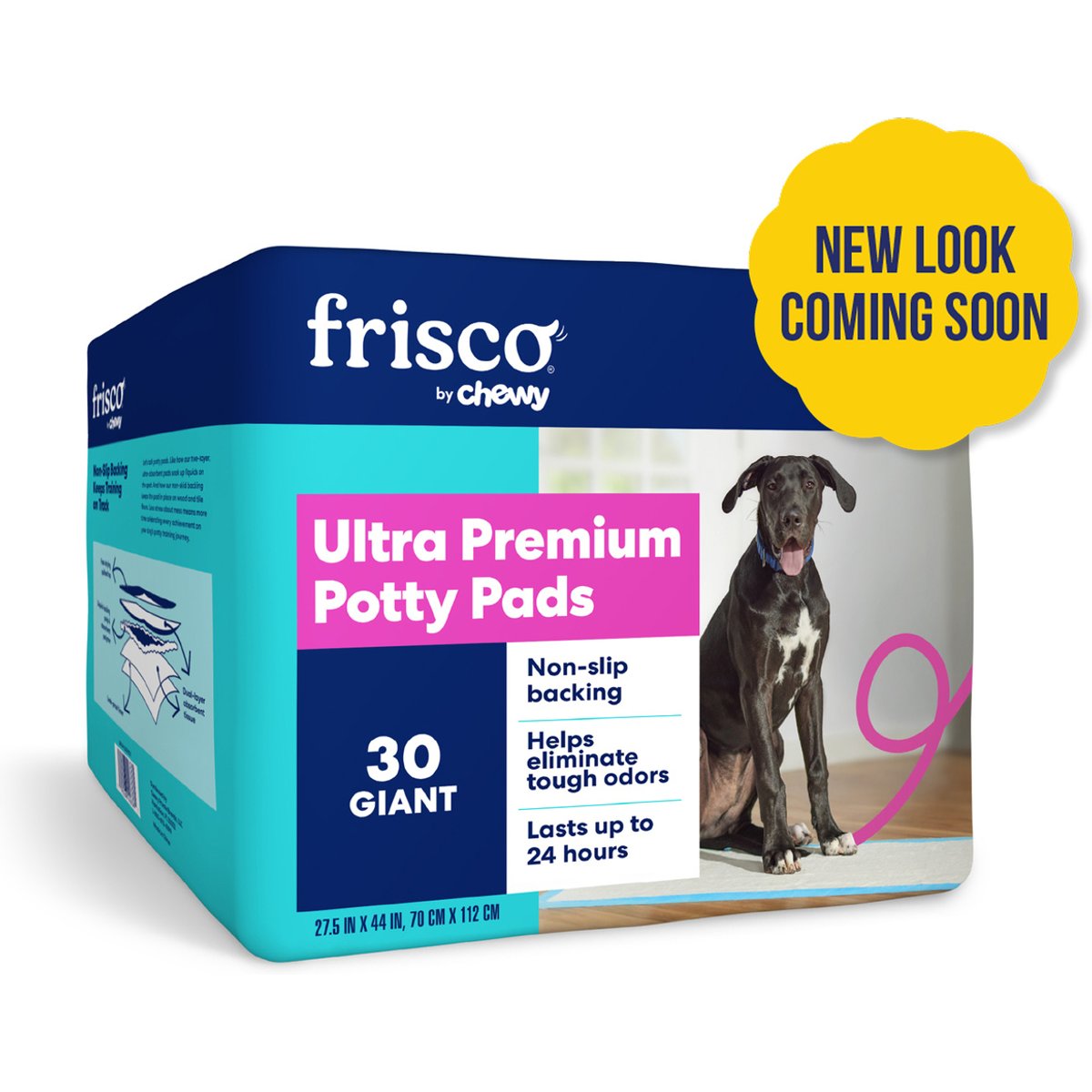 Frisco Giant Ultra Premium Non-Skid Dog Training & Potty Pads (New Look Coming Soon), 27.5 x 44-in, Unscented, 30 count