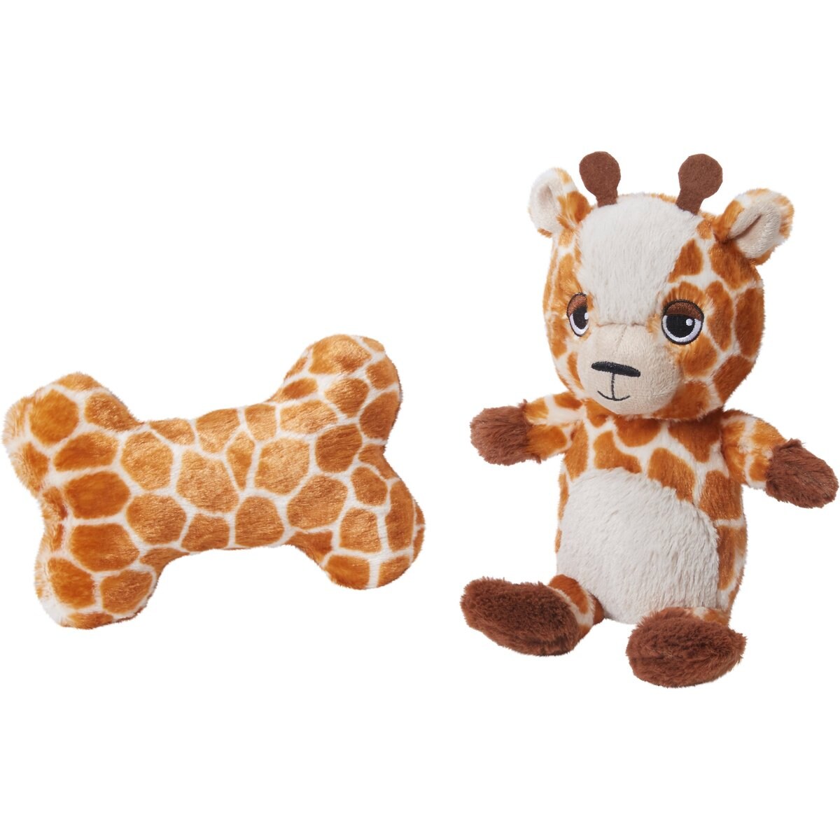 Frisco Giraffe Plush Squeaky Puppy Toy, Small/Medium, 2 count