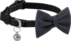 Frisco Glitter Cat Collar With Bow, Black, 8 to 12-in neck, 3/8-in wide