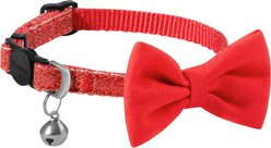 Frisco Glitter Cat Collar With Bow, Red, 8 to 12-in neck, 3/8-in wide