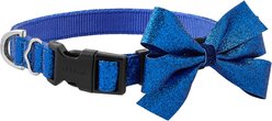 Frisco Glitter Dog Collar with Removable Glitter Bow, Blue, LG - Neck: 18-26-in, Width: 1-in