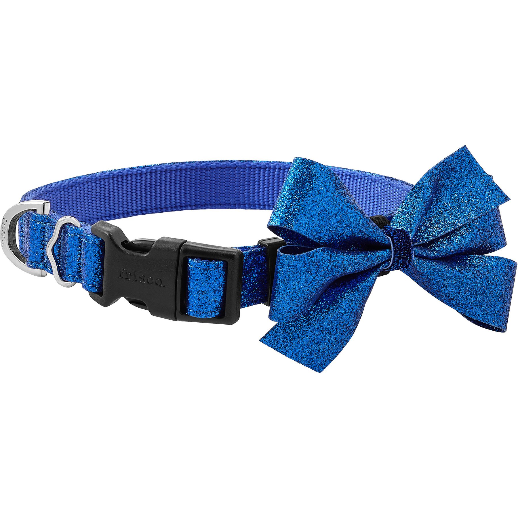 Frisco Glitter Dog Collar with Removable Glitter Bow, Blue, LG - Neck: 18-26-in, Width: 1-in