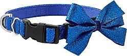 Frisco Glitter Dog Collar with Removable Glitter Bow, Blue, SM - Neck: 10-14-in, Width: 5/8-in