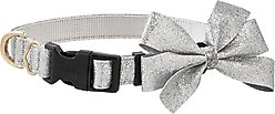 Frisco Glitter Dog Collar with Removable Glitter Bow, Gray, LG - Neck: 18-26-in, Width: 1-in