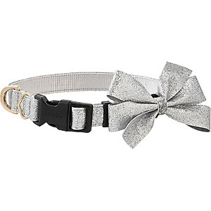 Frisco Glitter Dog Collar with Removable Glitter Bow, Gray, SM - Neck: 10-14-in, Width: 5/8-in