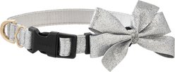 Frisco Glitter Dog Collar with Removable Glitter Bow, Gray, XS - Neck: 8-12-in, Width: 5/8-in