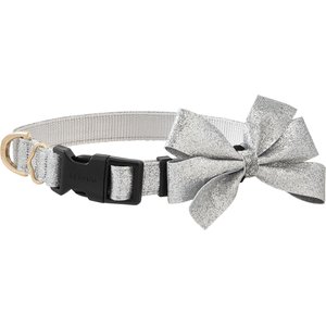 Frisco Glitter Dog Collar with Removable Glitter Bow, Gray, XS - Neck: 8-12-in, Width: 5/8-in