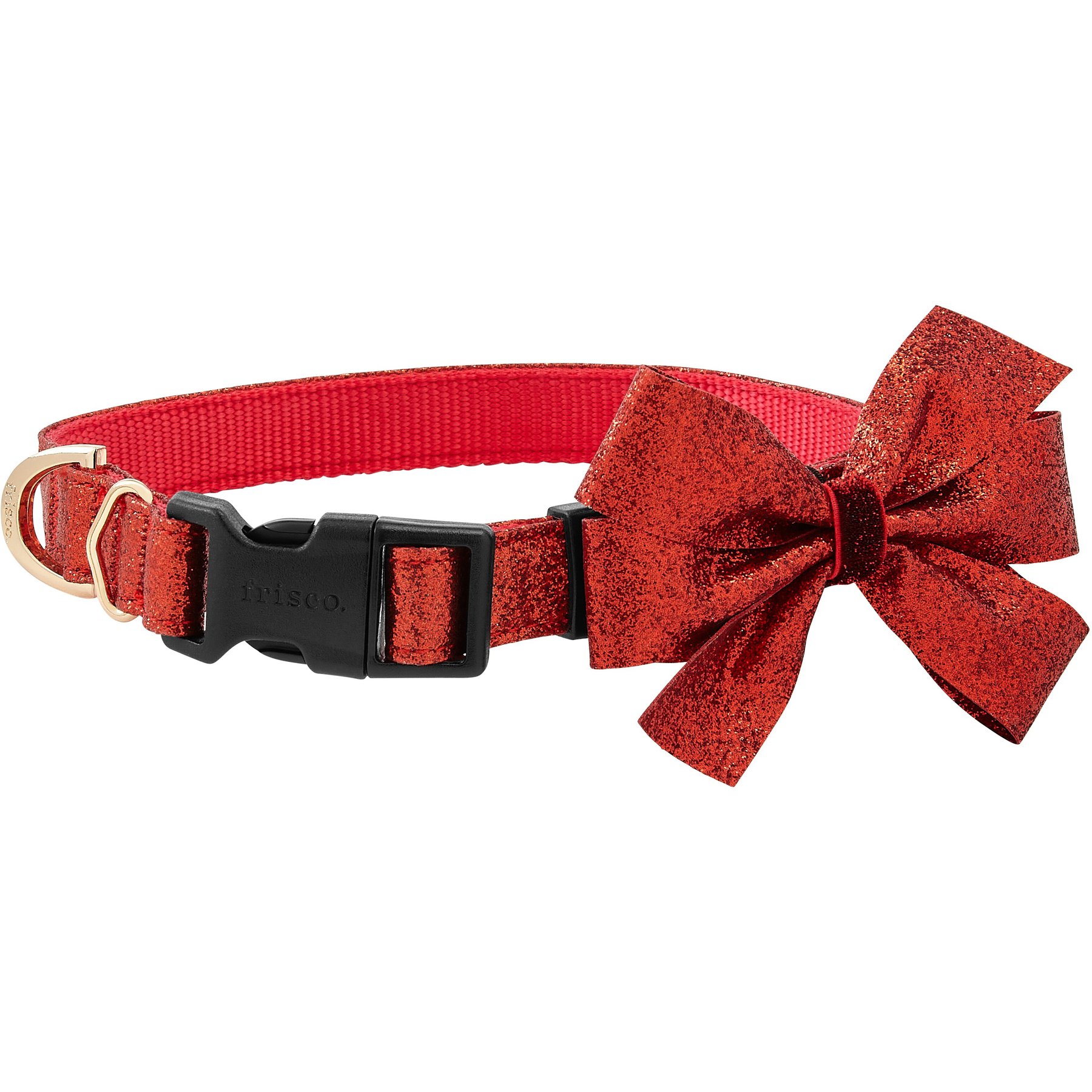 Frisco Glitter Dog Collar with Removable Glitter Bow, Red, XS - Neck: 8-12-in, Width: 5/8-in