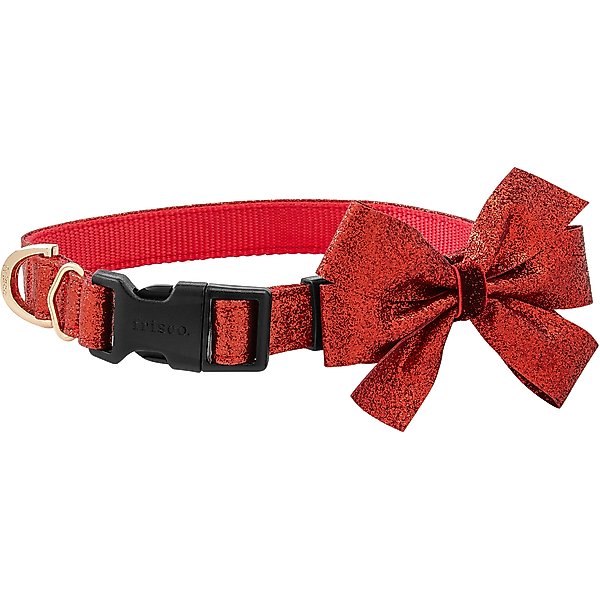 Frisco Orange Glitter Dog Collar with Pumpkin Ribbon