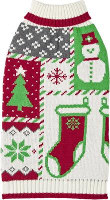 Show full view: Frisco Grandma's Holiday Patchwork Dog & Cat Christmas Sweater, X-Small slide 3 of 9