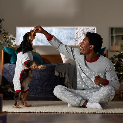 Show full view: Frisco Gray Fair Isle Moose Unisex Adult Pajama Jersey Top, Medium slide 4 of 6